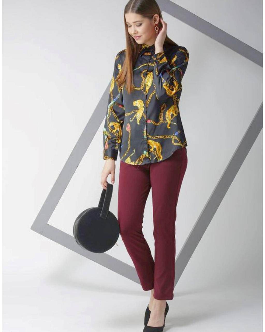 Satin Printed Long Sleeves Shirt