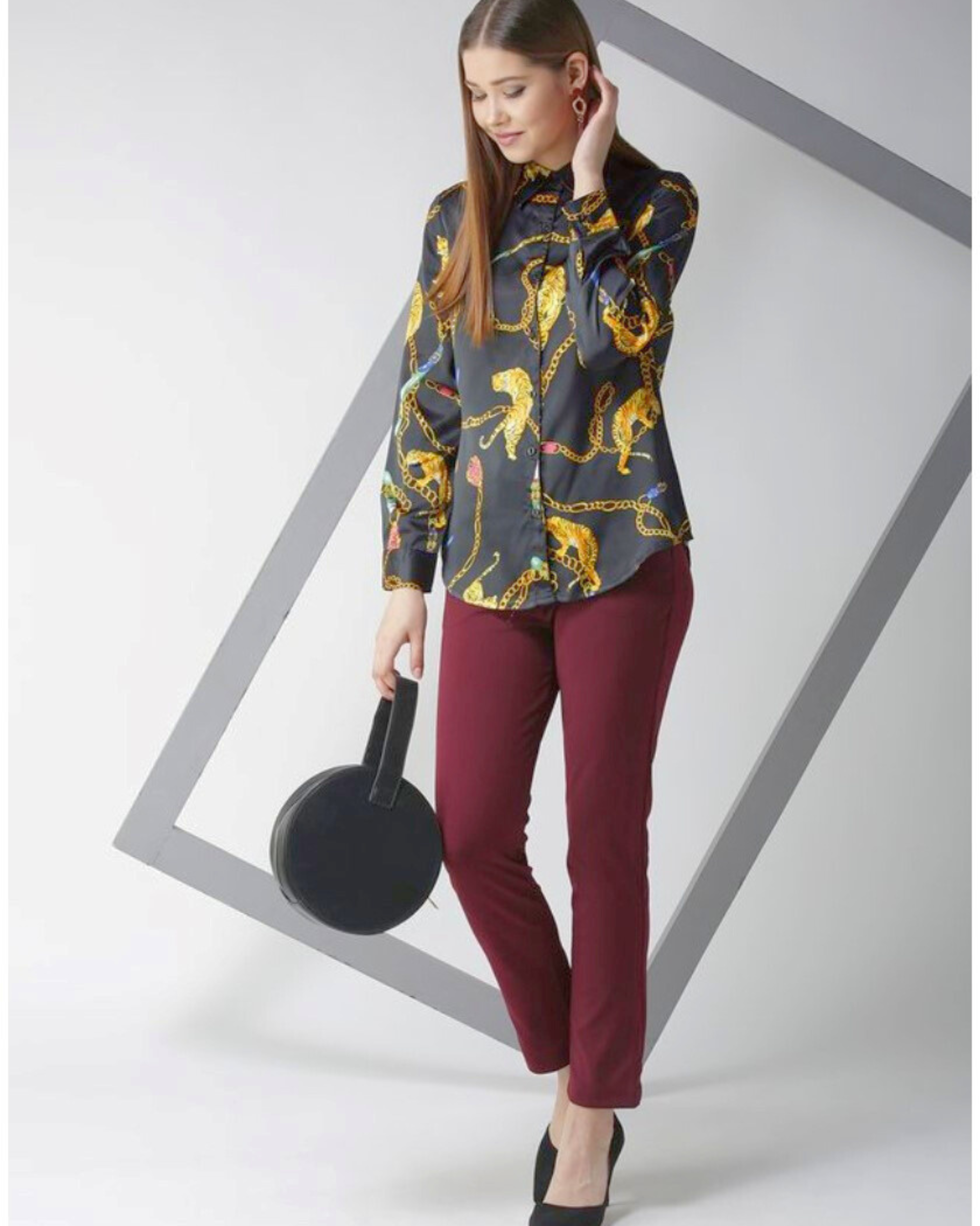Satin Printed Long Sleeves Shirt